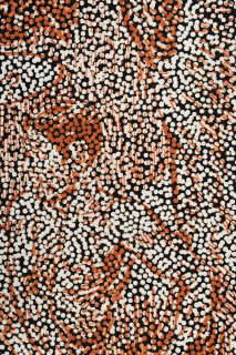 Daniel Boyd Untitled (CREITPOW) (detail), 2025; oil, acrylic and archival glue on paper mounted to canvas; 61 x 76.5 cm; enquire