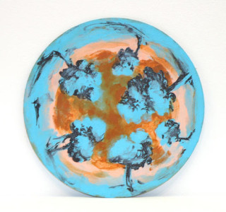 Tony Clark Landscape, 2005; acrylic and permanent ink on canvasboard; 24 cm diameter; enquire