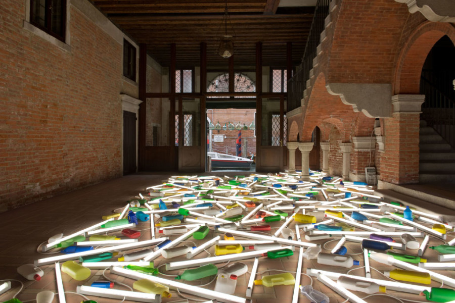 Bill Culbert Daylight Flotsam Venice, 2013; Exhibition view, Front Door Out Back, New Zealand Pavilion, 55th Venice Biennale (1 June — 24 November 2013); Photo: Jennifer French