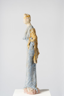 Linda Marrinon Woman with a tiara, 2025; tinted and painted plaster and muslin; 110 x 26 x 20 cm; enquire