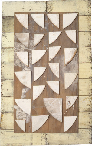 Rosalie Gascoigne Tree of Life, 1994; sawn plywood on plywood on board on craftboard; 133 x 84 cm; enquire
