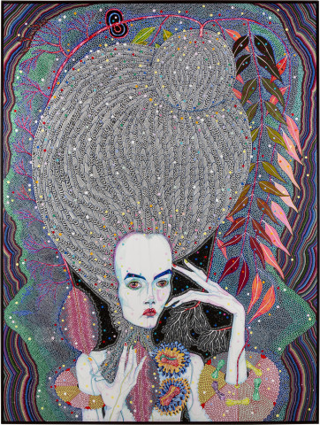Del Kathryn Barton but my dreams, 2013; synthetic polymer paint and gouache on polyester canvas; 243 x 183 cm; enquire
