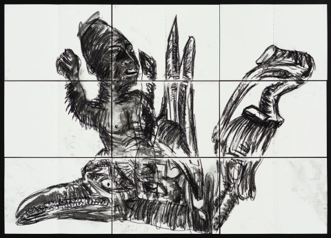 Pierre Mukeba (Slide), 2021; charcoal and pastel on archival paper; 90 x 126 cm; more info; enquire