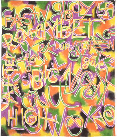 David McDiarmid Tango for the Devil, 1984; acrylic on cotton; 250 x 210 cm; enquire