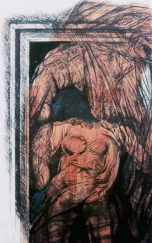 Heather Dorrough Confined Body, 1985; charcoal and acrylic on paper; 232 x 136 cm; enquire