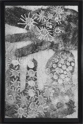 Nyapanyapa Yunupiŋu Djulpan, 2021; 12-21; natural earth pigments on paper; 109 x 72.5 cm; more info; enquire