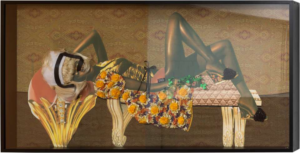 Jacqueline Fraser "Those giant shamrocks are super-glued for extra heavy duty luck, baby", 2008; mixed media; 101.5 x 198 x 12 cm; Enquire