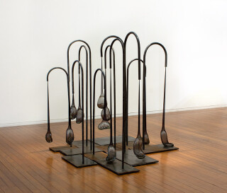 Stevie Fieldsend Love Stretch, 2012; steel, stocking, glass; dimensions variable; Edition of 11; enquire