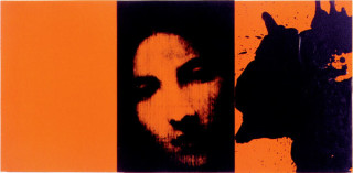 Lindy Lee Untitled, 2001; acrylic, ink, wax & photocopy on Stonehenge Paper on board; 41.5 x 88.5 cm; 3 panels; enquire