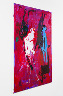 Tom Polo we transfer (where do you go, where nobody knows), 2026; acrylic and Flashe on polycotton; 213 x 198 cm; enquire