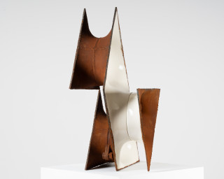 James Angus Ghost Ship, 2025; steel, enamel paint; 105 x 91 x 40 cm; enquire