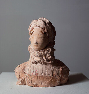 Linda Marrinon Woman with Elizabethan Ruff, 2008; tinted plaster; 33 x 28 x 18 cm; enquire