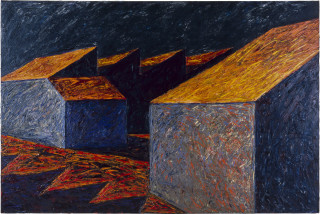 Mandy Martin Factories 4, 1982; oil on canvas; 120 x 180 cm; enquire