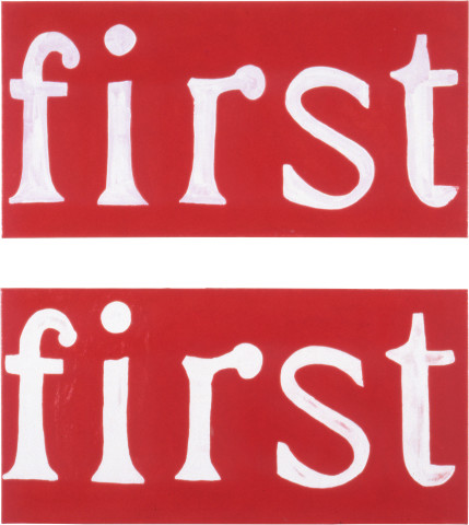 Geoff Lowe First 1 & 2, 1987; synthetic polymer paint and oil on canvas; each 50 x 100 cm; enquire