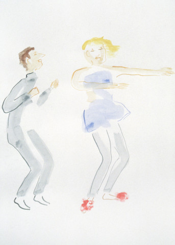 Vivienne Shark LeWitt untitled sketch (dancing couple), 1994; watercolour on paper; 75 x 55 cm; enquire