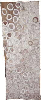 Nyapanyapa Yunupiŋu Circles, 2016; 651-16; Bark painting; 170 x 51 cm; enquire