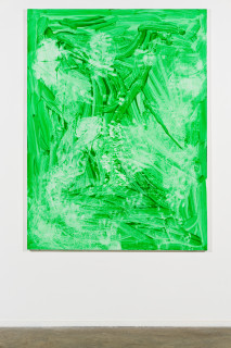 installation view; Tom Polo garden ghost, 2026; acrylic on polycotton; 182 x 138 cm; enquire