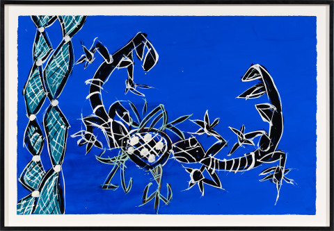 Dhambit Munuŋgurr Garraŋali, 2024; 3536-24; acrylic paint on paper; 81 x 121 cm; enquire