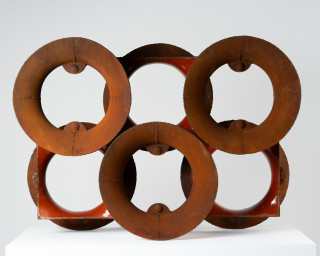 James Angus All Gates Open, 2025; steel, enamel paint; 92 x 130 x 43 cm; enquire