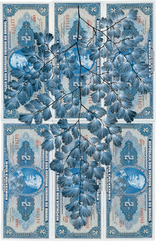 Fiona Hall Leaf Litter (detail), 2000-02; gouache on banknotes; dimensions variable; enquire