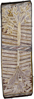 Mulkun Wirrpanda Galurra, 2015; 4743V; Bark painting; 90 x 30 cm; enquire