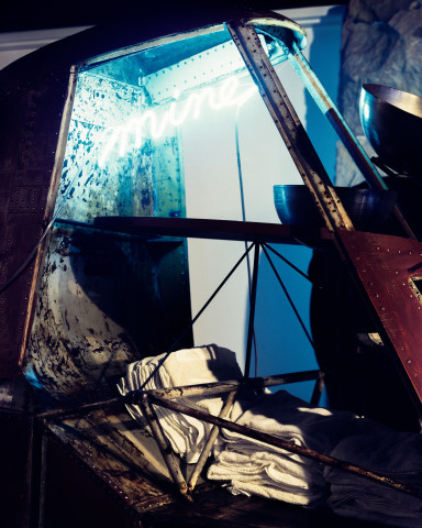 Richard Goodwin Mine II, 1992; steel, neon, nappies; 230 x 650 x 110 cm; enquire