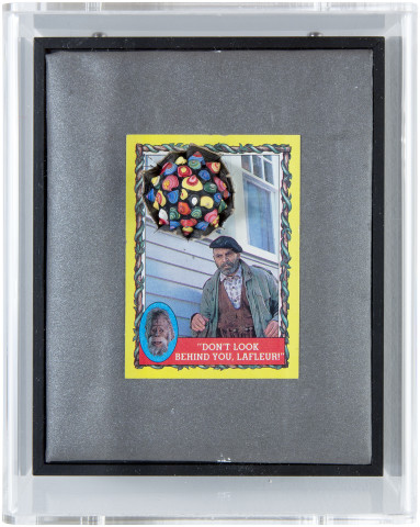 Rohan Wealleans Don't Look Behind You Lafleur!, 2014; paint and polystyrene on trading cards; 17 x 13.8 x 9 cm; enquire