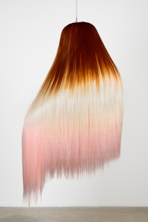 Patricia Piccinini Sensuous Gyre Cascade, 2023; synthetic hair, fibreglass, electric motor, chain; 173 x 95 x 59 cm; enquire