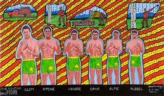 Robert Campbell Jnr The Fighting Sands Brothers (8.6.89), 1989; acrylic on canvas; 55 x 92 cm; enquire