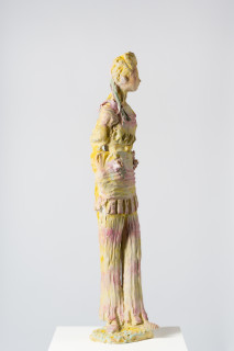 Linda Marrinon Woman with reticule, 2025; painted plaster and hessian; 110 x 27 x 23 cm; enquire