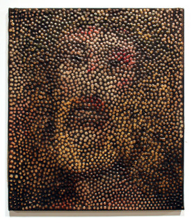 Daniel Boyd Jesus Christ, 2011; paint and archival glue on canvas
; 41 x 36 cm; enquire