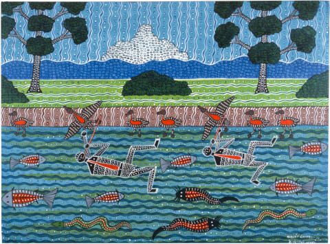 Robert Campbell Jnr Duck Getting, 1986; acrylic on canvas; 85 x 119 cm; enquire