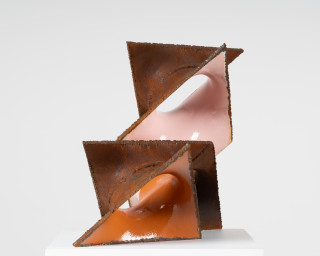James Angus The Visitor, 2025; steel, enamel paint; 40 x 46 x 20 cm; enquire