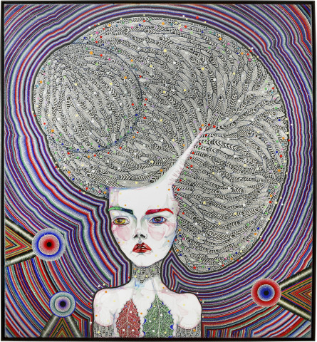 Del Kathryn Barton the human dress, 2013; synthetic polymer paint and gouache on polyester canvas; 203 x 183 cm; enquire