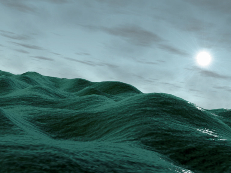 Patricia Piccinini Swell (still), 2000–02, 3 video back-projections and audio system