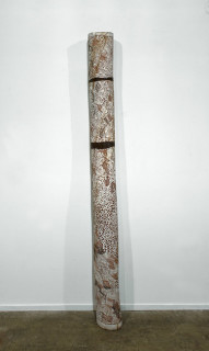 Nyapanyapa Yunupiŋu Garata, 2011; 4105Y; natural earth pigments on hollow log; 198 x 18 x 18 cm; enquire