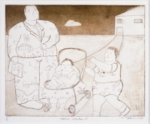 Noel McKenna House Husband, Done Place, 1996; etching; 20.4 x 25.4 cm; enquire