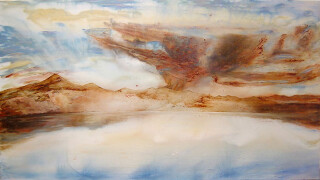 Mandy Martin Sea Sky, 2003; oil, ochre and pigment on linen; 125 x 243 cm; enquire