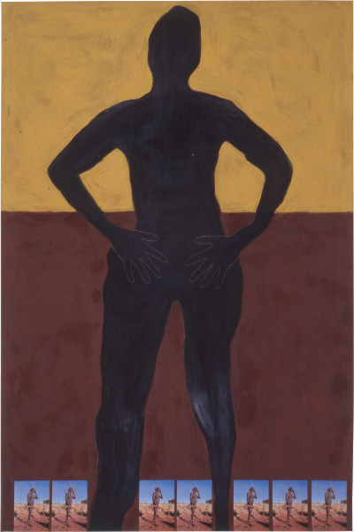 Presenting The Aboriginal, 1989; pastel, ink and collage on paper; 152 x 102 cm