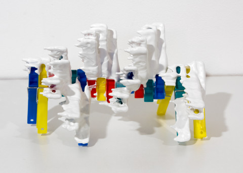Teppei Kaneuji White Discharge (Clothes pins), 2011; found objects, resin, glue; 23 x 17 x 17 cm; enquire