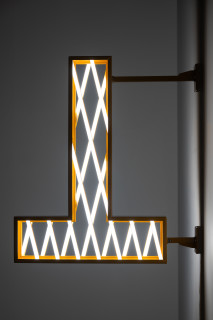Callum Morton City Lights #6, 2026; steel, powder coating, lights; 94.5 x 84 x 15 cm; enquire