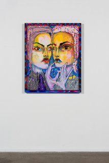 installation view; Del Kathryn Barton take yr feelings and set them on the road, 2022; acrylic on linen, hand finished frame; 110 x 89 cm; enquire