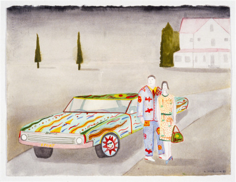 Noel McKenna Family Car, 1995; ink, watercolour on paper; 37.9 x 28.5 cm; enquire