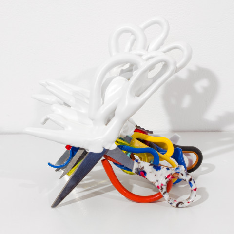 Teppei Kaneuji White Discharge (Scissors #7), 2011; found objects, resin, glue; 13 x 21 x 21 cm; enquire