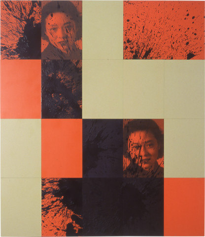 Lindy Lee Entry into the inconceivable, 2002; acrylic, wax and photography on stonehenge paper on board; 20 panels: 163.5 x 145.5 (total dimension); enquire