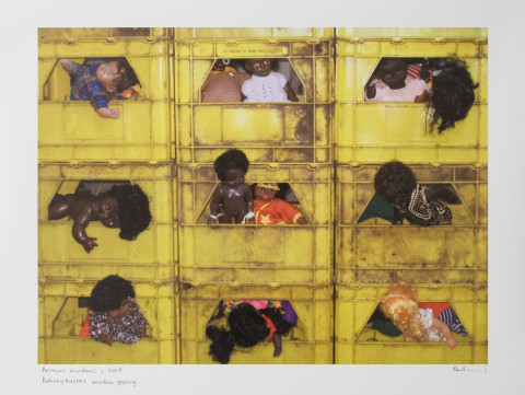 Destiny Deacon Arrears windows, 2009; 'Balcony busters window gazing'; Inkjet print from digital image on archival paper; 81 x 105 cm; image size: 60 x 80 cm; Edition of 5 + AP 2; Enquire