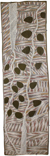 Mulkun Wirrpanda Gangurri, 2015; 4804P; Bark painting; 132 x 40 cm; enquire