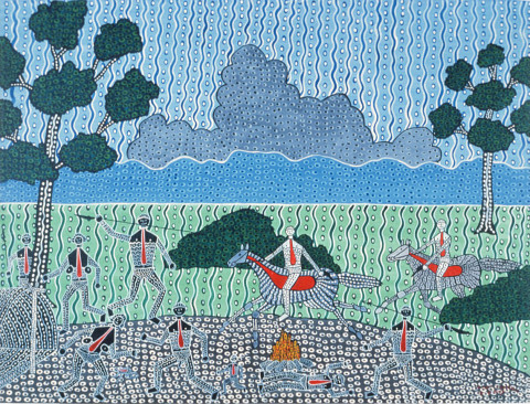 Robert Campbell Jnr Shooting the Blacks, 1987; acrylic on canvas; 91 x 120 cm; enquire