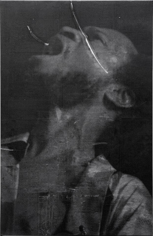 Brook Andrew Winha-nga-nha (Memory), 2022; from the series Gun-metal Grey 2022; mixed media on cotton; 170 x 110 cm; Edition of 3 + 2 AP; more info; enquire