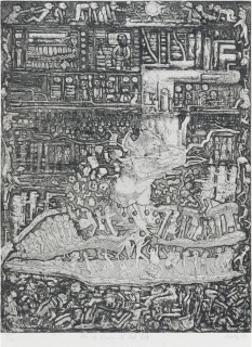 Keith Looby Tree of Plenty's Last Leaf, 1980-82; pen, ink and gouache on paper; enquire